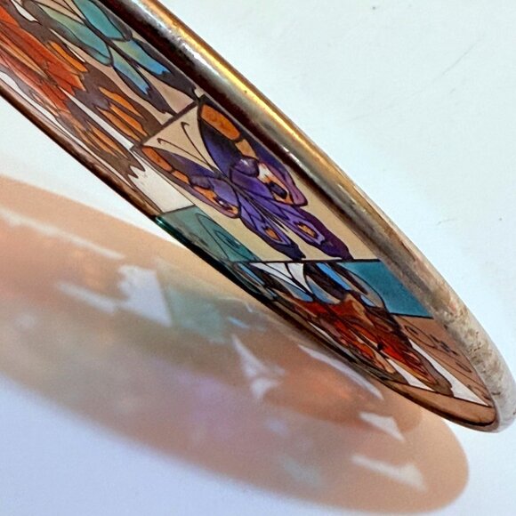 Butterfly Stained Suncatcher Decorative Window Art Oval Hanging VTG Home Swirl - Picture 3 of 12